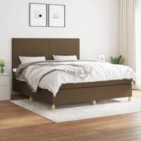 Boxspring met matras stof donkerbruin 180x200 cm