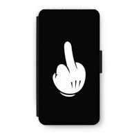 Middle finger black: iPhone XS Flip Hoesje