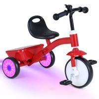Driewieler voor Peuters Loopfiets met Lichtgevende Wielen Opbergbox & Afneembare Pedalen Kinderfiets
