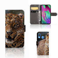 Samsung Galaxy A40 | Telefoonhoesje | Met pasjeshouder | Luipaard