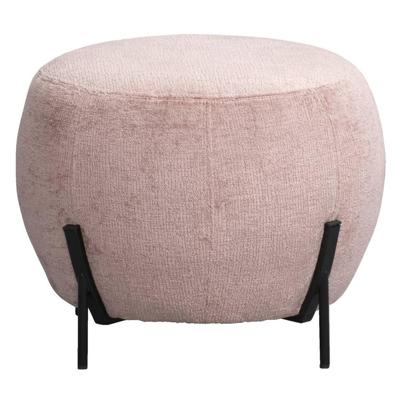 Leen Bakker - Poef Rosaly - Ø45x35 Cm - Stof - Roze