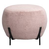 Leen Bakker - Poef Rosaly - Ø45x35 Cm - Stof - Roze