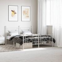 Bedframe met hoofd- en voeteneinde metaal wit 160x200 cm