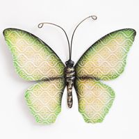 Wanddecoratie vlinder - groen - 30 x 21 cm - metaal - muurdecoratie - thumbnail