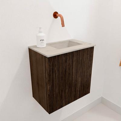 Toiletmeubel Mondiaz Joya Dlux | 40 cm | Meubelkleur Walnut | Faye wastafel Opalo Wasbak Rechts | Zonder kraangat(en)