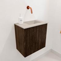 Toiletmeubel Mondiaz Joya Dlux | 40 cm | Meubelkleur Walnut | Faye wastafel Opalo Wasbak Rechts | Zonder kraangat(en)