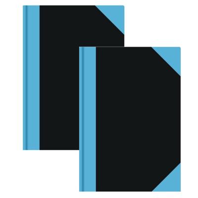 Luxe schoolschrift A4 formaat - 2x - zwart/blauw - 192 bladzijdes met lijntjes