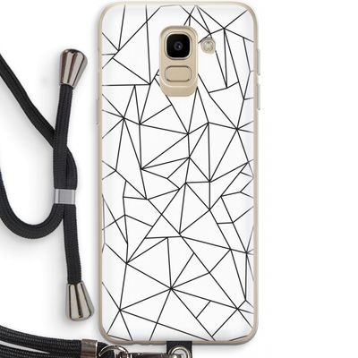 Geometrische lijnen zwart: Samsung Galaxy J6 (2018) Transparant Hoesje met koord
