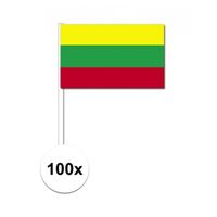 100x Litouwen decoratie papieren zwaaivlaggetjes   - - thumbnail