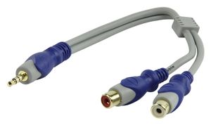 HQ SA-012-0.2 audio kabel 0,25 m 3.5mm 2 x RCA Blauw, Grijs