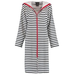 Cawö Cawö Dames Badjas kort met Capuchon en Ritssluiting 1244 Schwarz-weiss 38