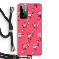 Flamingo: Samsung Galaxy A72 5G Transparant Hoesje met koord