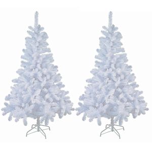 2x stuks kunst kerstbomen/kunstbomen wit 90 cm - Kunstkerstboom
