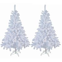 2x stuks kunst kerstbomen/kunstbomen wit 90 cm - Kunstkerstboom - thumbnail