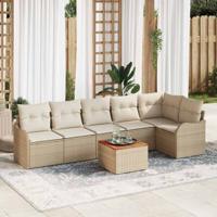Tuinbankenset met kussen 7 pcs Beige poly rattan