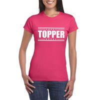 Fuschsia roze t-shirt dames met tekst Topper 2XL  - - thumbnail