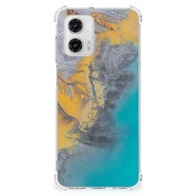Motorola Moto G73 Anti-Shock Hoesje Marble Blue Gold Motorola Moto G73 Anti-Shock Hoesje Marble Blue Gold