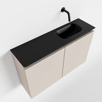 Toiletmeubel Mondiaz Ture | 80 cm | Meubelkleur Linen | Eden wastafel Urban Rechts | Zonder kraangat