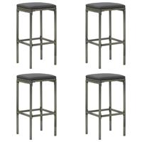 Barkrukken met kussens 4 st poly rattan grijs