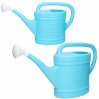 Tuin water gieters set 2x stuks van 6 en 9 liter inhoud lichtblauw - thumbnail