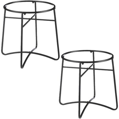 Set van 2x stuks plantenpot/bloempot plantenstandaard/verhoger Gion zwart metaal 56 x 40 cm