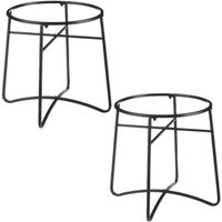 Set van 2x stuks plantenpot/bloempot plantenstandaard/verhoger Gion zwart metaal 56 x 40 cm