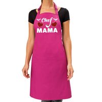 Roze keukenschort Chef Mama voor dames   - - thumbnail