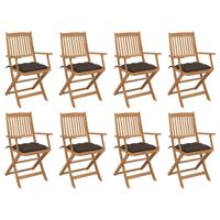 Tuinstoelen 8 st inklapbaar met kussens massief acaciahout