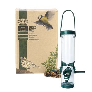 Vogels voederen hang silo van 25 cm met 2.5 kilo vogelvoer