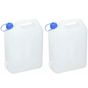 Jerrycan voor water - 2x - 15 liter - Kunststof - met kraantje en dop