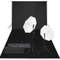 Fotostudioset met verlichtingsset en achtergrond
