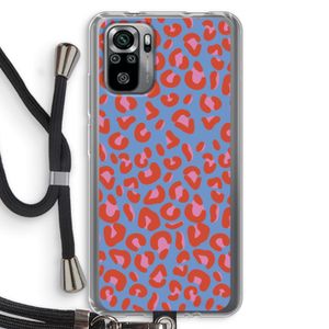 Leopard blue: Xiaomi Redmi Note 10S Transparant Hoesje met koord