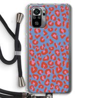 Leopard blue: Xiaomi Redmi Note 10S Transparant Hoesje met koord