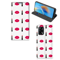 OPPO A74 4G Hoesje met Magneet Lipstick Kiss - thumbnail