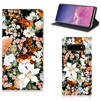 Smart Cover voor Samsung Galaxy S10 Dark Flowers - thumbnail