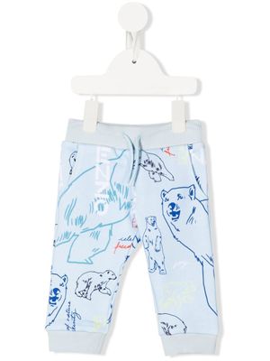 Kenzo Kids pantalon de jogging en maille à logo imprimé - Bleu