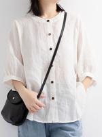 Plain Casual Crew Neck Lantern Sleeve Shirt