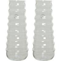 Bloemenvaas handgemaakt - Set van 2x stuks - glas - 15 x 35 cm - vazen transparant - boeketvaas