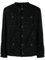 GCDS veste en tweed à boutons embossés - Noir