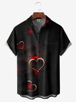 Heart Chest Pocket Short Sleeve Casual Shirt - thumbnail