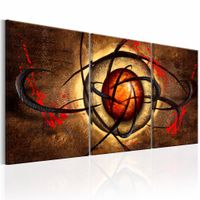 Schilderij - Boze oog  , oranje bruin , 3 luik  , 120X60cm - thumbnail