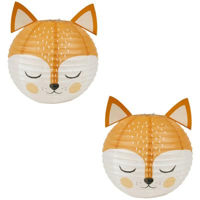 Japanse bol lampion - 2x - Vos thema - D35 cm - Sint Maarten lampion - Tuinfeest - Versiering