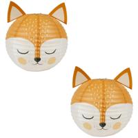 Japanse bol lampion - 2x - Vos thema - D35 cm - Sint Maarten lampion - Tuinfeest - Versiering