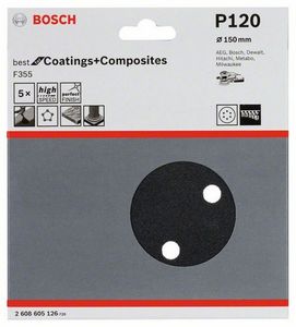 Bosch Accessories Best for Stone 2608605126 Excenterschuurpapier Met klittenband, Geperforeerd Korrelgrootte 120 (Ø) 150 mm 5 stuk(s)