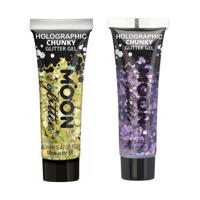 Moon Creations Chunky Glittergel set - voor lichaam en gezicht - goud en paars