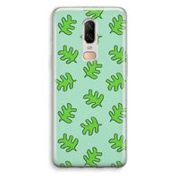 Groene blaadjes: OnePlus 6 Transparant Hoesje