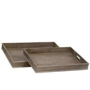 J-Line plateau - dienblad - hout - naturel - 2x