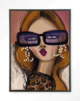 Urban Cotton Wandkleed 'Diva' 110 x 145cm in Floating Frame - black