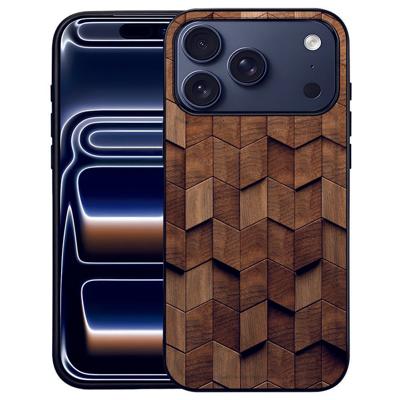 Wooden Cubes Apple iPhone 17 Pro Max Hoesje Zwart TPU Randen