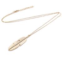 Eenvoudige Classic hanger ketting Feather ketting lange Sweater Ketting sieraden choker ketting voor Women(Gold)